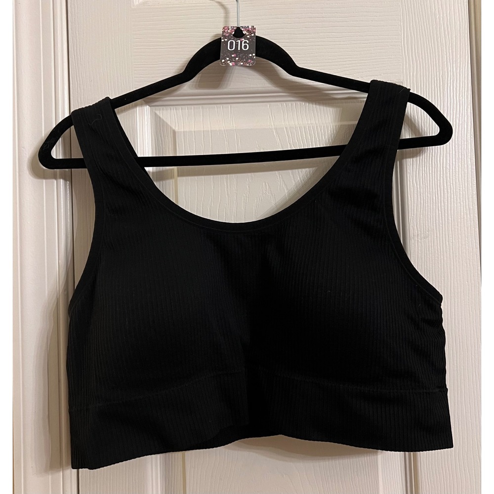 Torrid Feel The Fit Black Ribbed Bralette Seamless Scoop Neck Size 3X